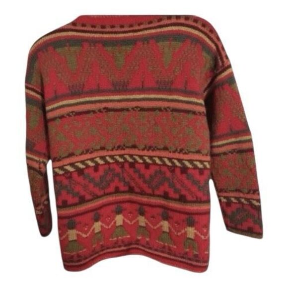 Express Tricot Cardigan Size S Women Fall Red Hand Knit 100% Wool Chunky Knit - Picture 8 of 10